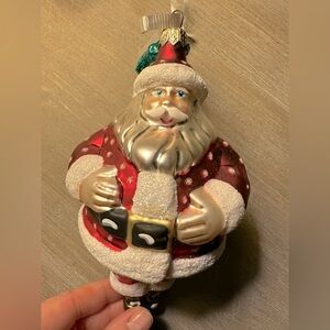 Mercury Glass Ornament Santa Clause Bubble 3D and Blue Mittens Tree Ornament